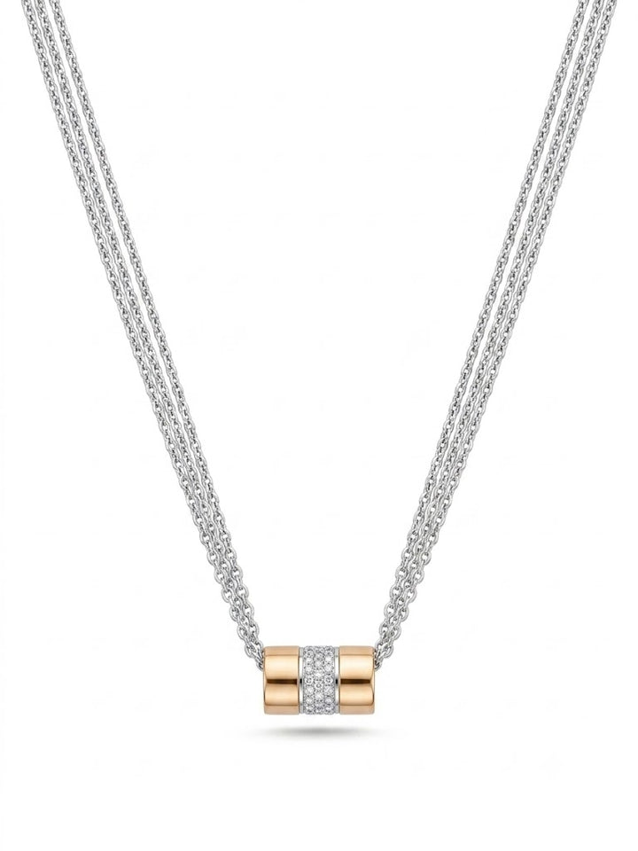 14krt wit -en roségouden collier met briljant hanger 14-0.17ct | 42cm