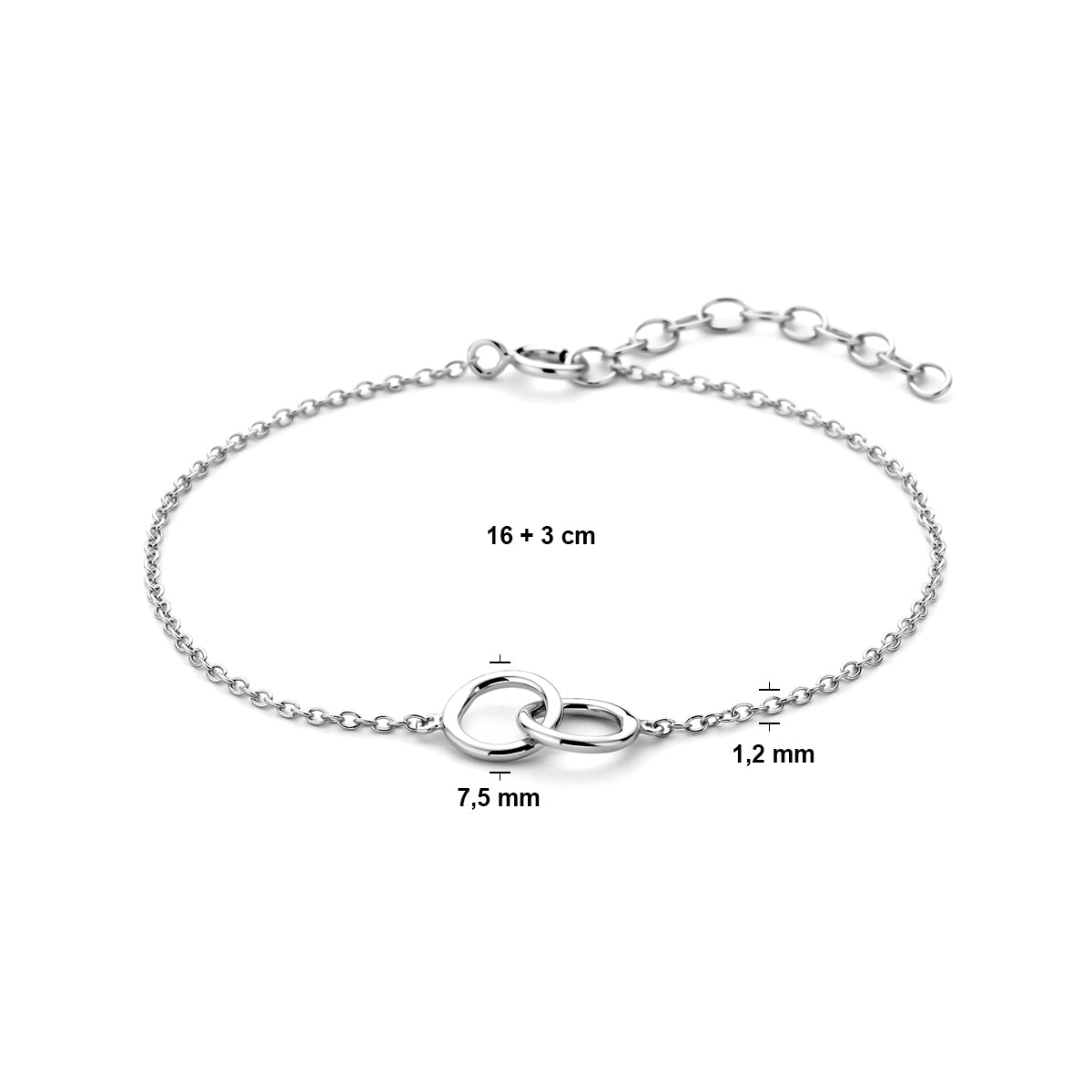 Zilveren armband rondjes | 16-19cm