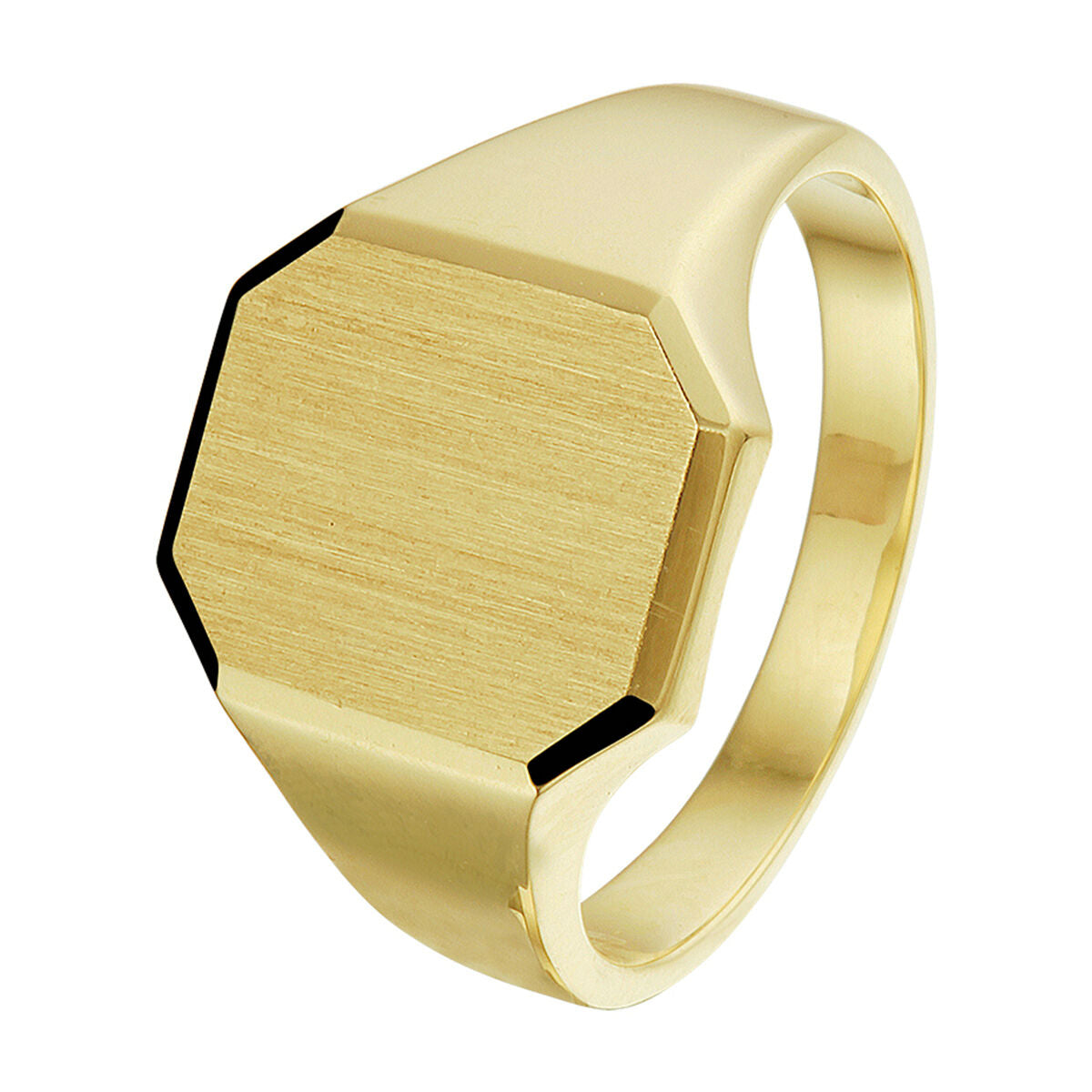 14krt geelgouden herenring massief mat gediamanteerd 14,5x12,5mm