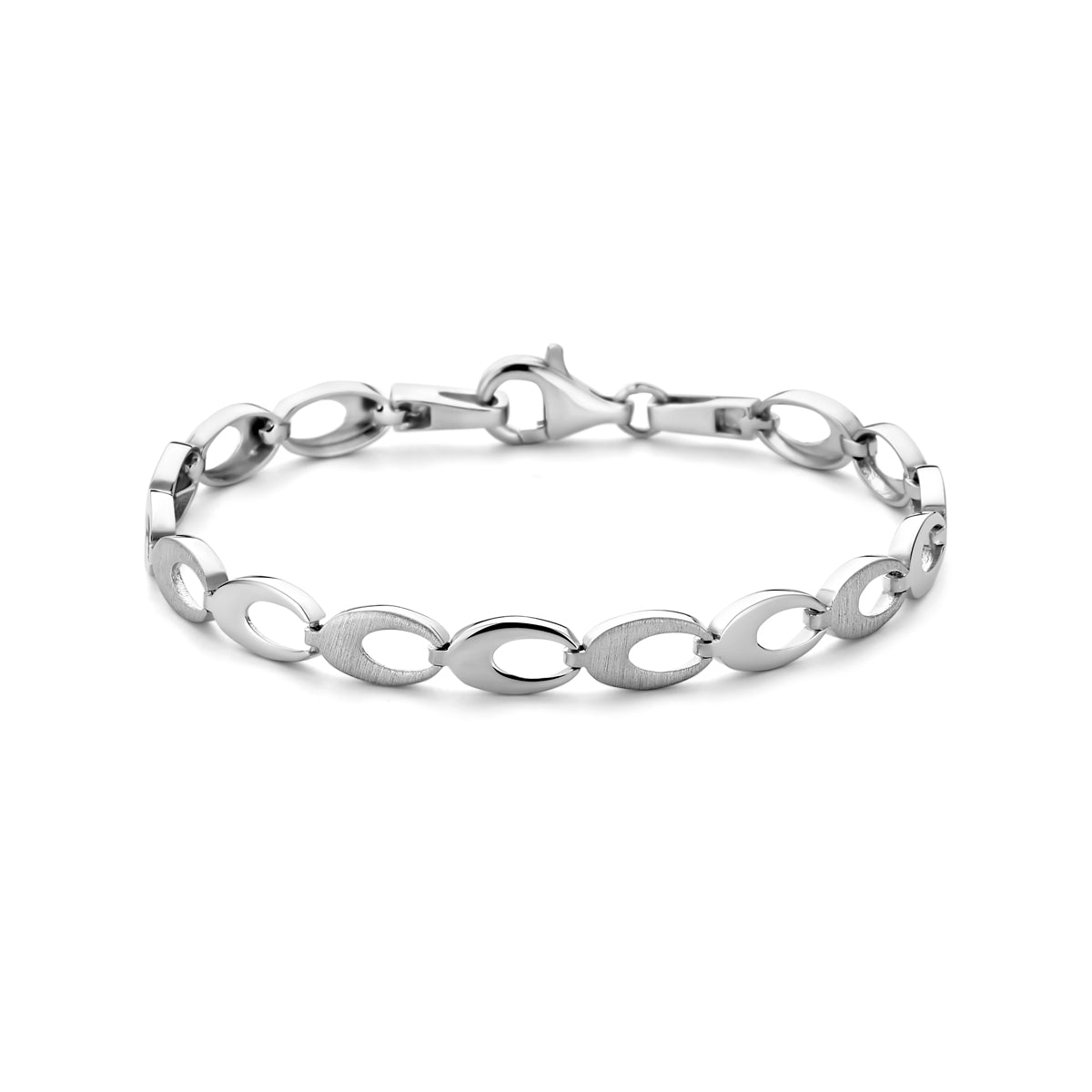 Zilveren armband gepolijst en mat 6mm | 18,5cm