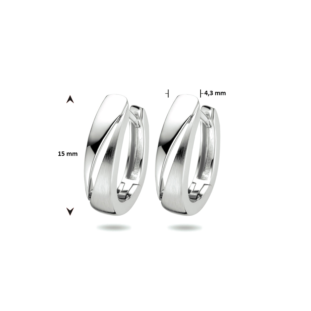 Zilveren klapoorringen | 15x4,3mm