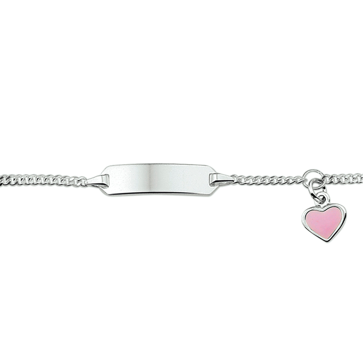 Zilveren graveerarmband roze hart plaat 5,0 mm | 11-13cm