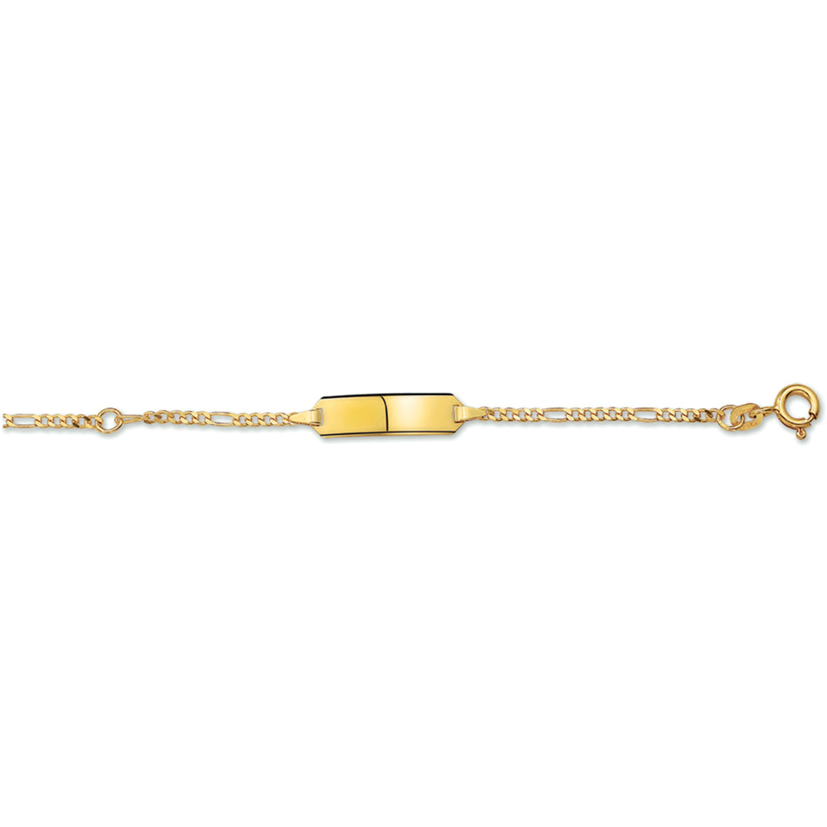 14krt geelgouden graveerarmband figaro plaat 5,0mm | 11-13cm