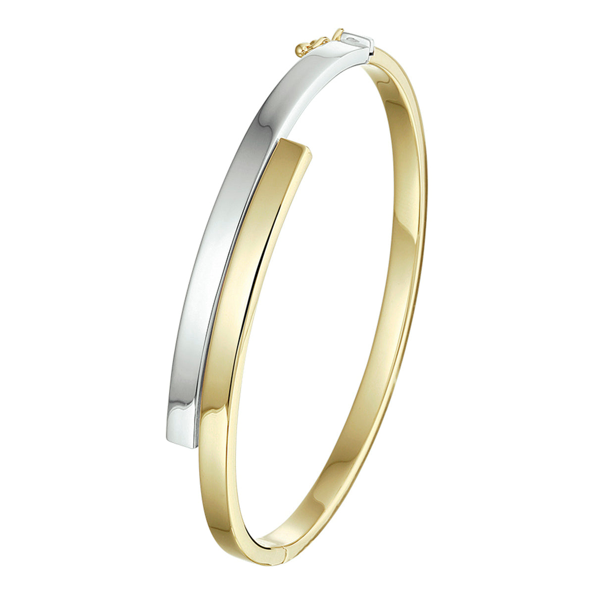 14krt bicolor gouden armband met scharnier | 6x61,5mm