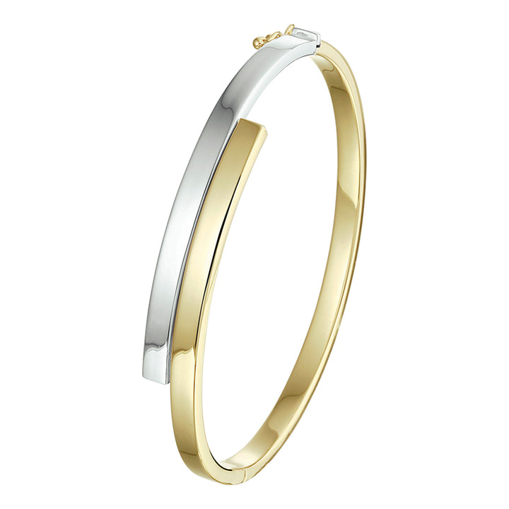 14krt bicolor gouden armband met scharnier | 6x61,5mm