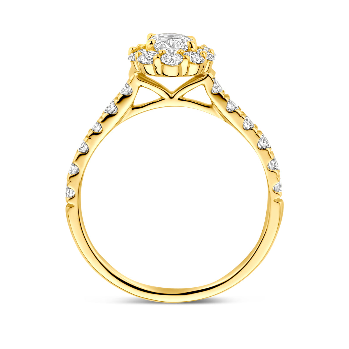 Facette - 14krt geelgouden ring met LG diamant 1.29ct GHSI - Inclusief IGI certificaat 0.51 E-VS1