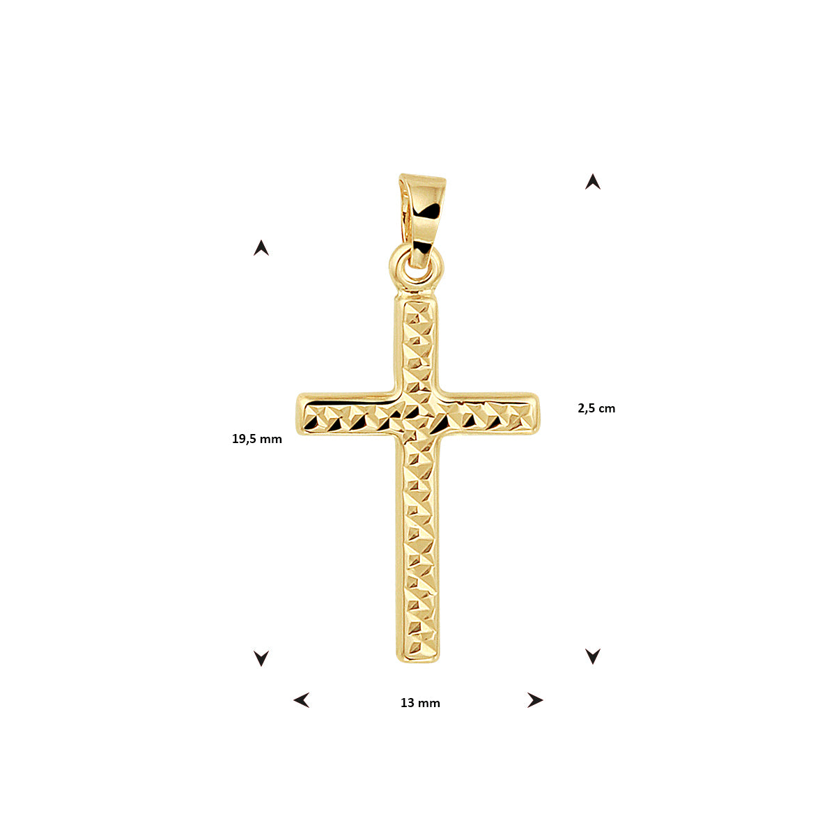 14krt geelgouden hanger kruis gediamanteerd | 13x25mm