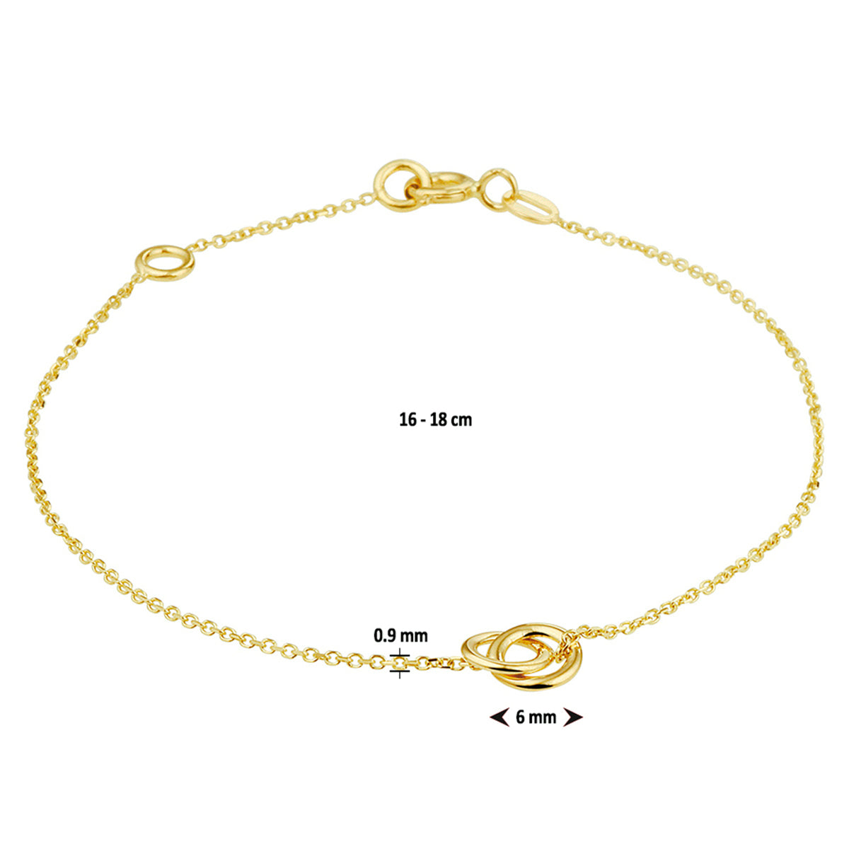 14krt geelgouden armband rondjes 6mm | 16-18 cm