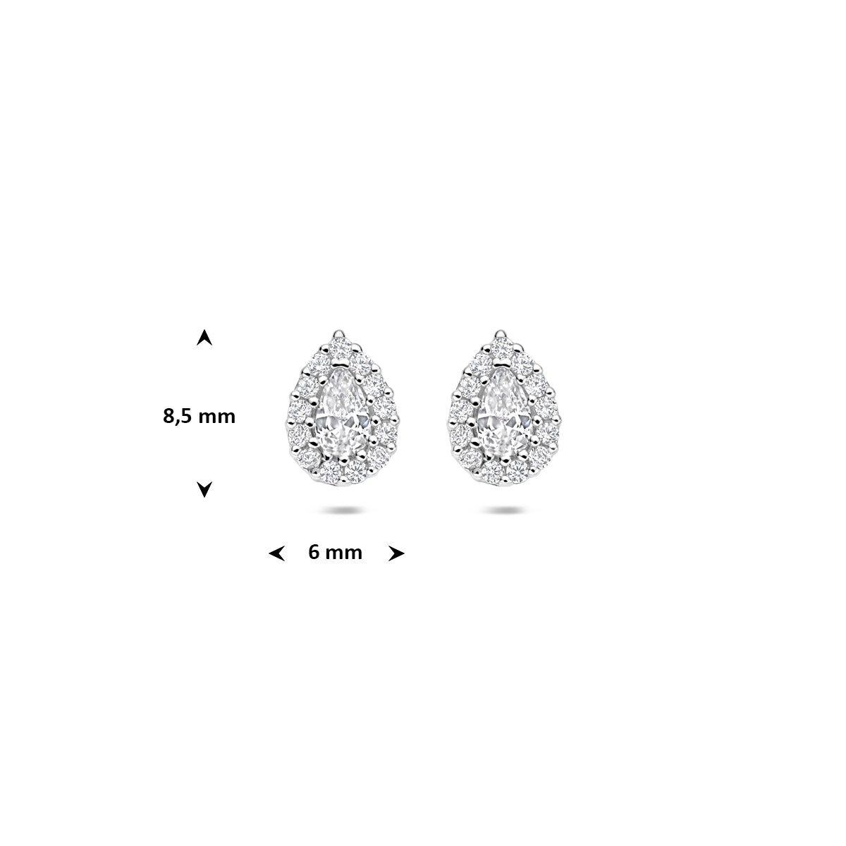 Zilveren oorknoppen zirkonia 8,5x6mm