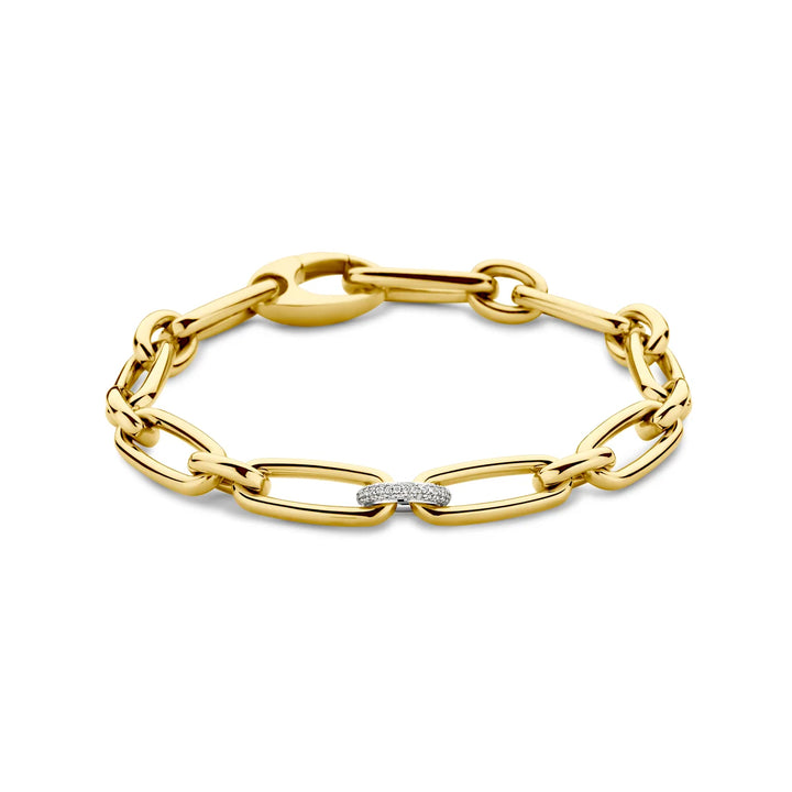 18krt bicolor gouden armband met 0.20ct G/VSI diamant | 19cm