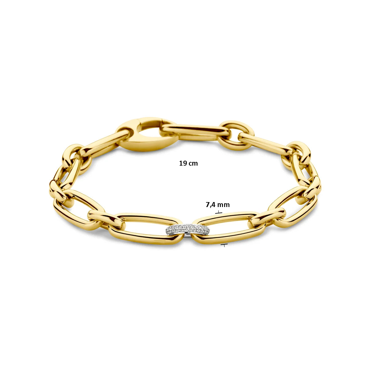 18krt bicolor gouden armband met 0.20ct G/VSI diamant | 19cm