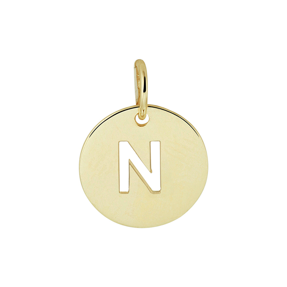 14krt geelgouden letter hanger N | dia 10mm