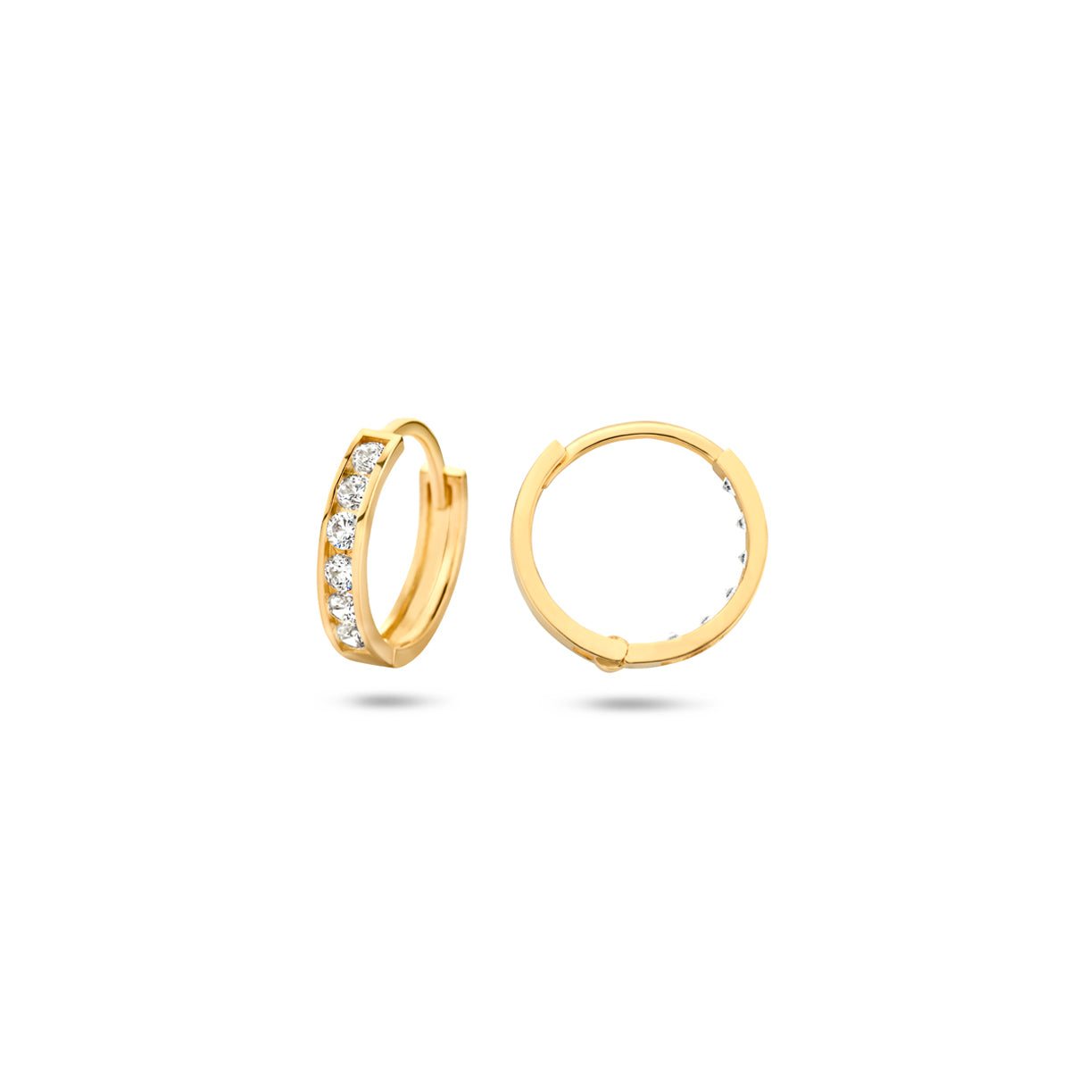 14krt geelgouden klapoorringen met zirkonia | 2,3x11mm