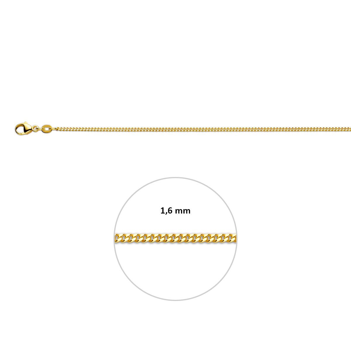 9krt geelgouden collier gourmette 1,6mm