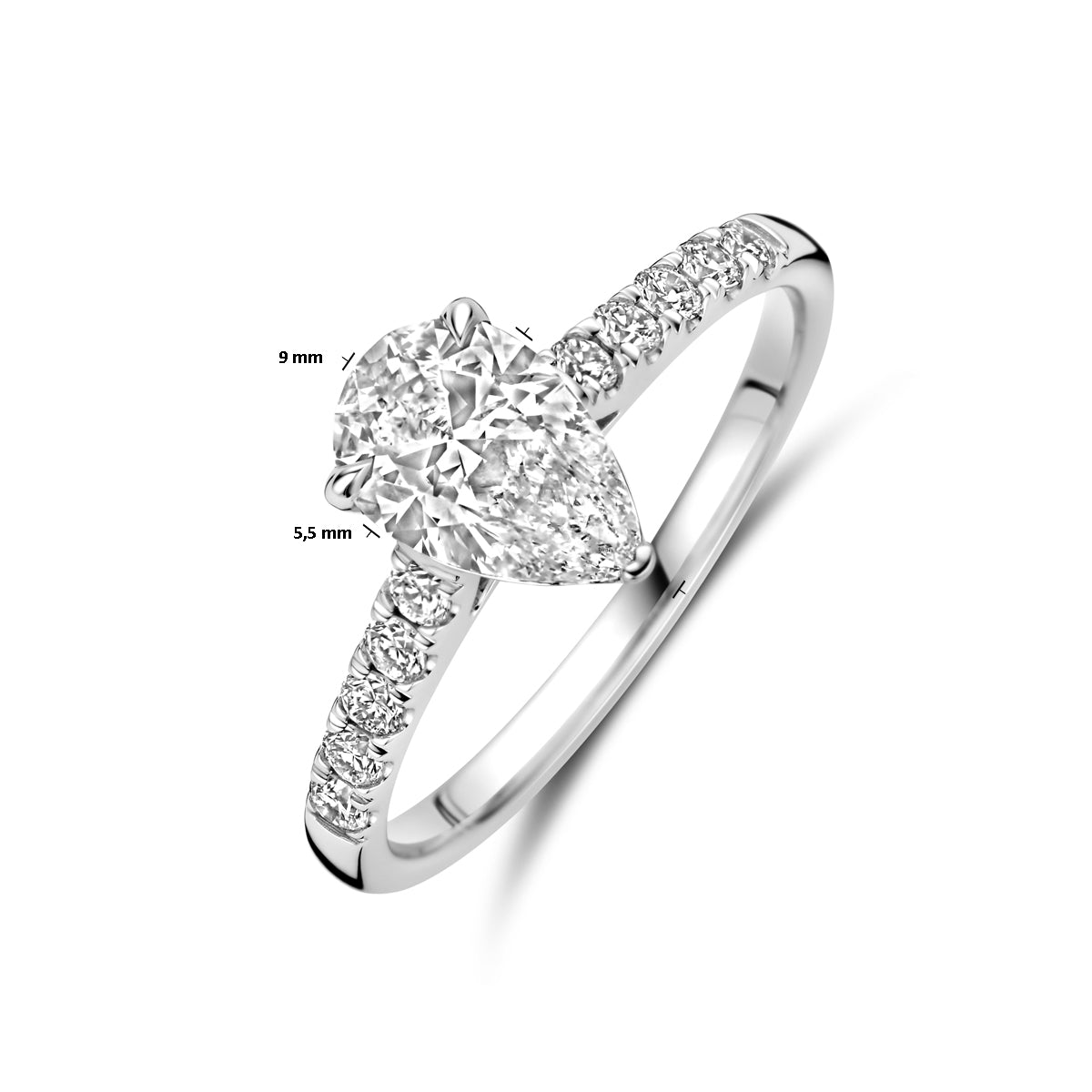 Facette - 14krt witgouden ring met LG diamant 1,225ct GHSI - Inclusief IGI certificaat 1.03 F-VVS2