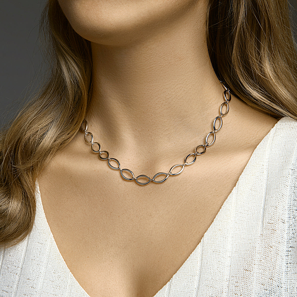 Zilveren collier ovaal 10mm | 45 cm