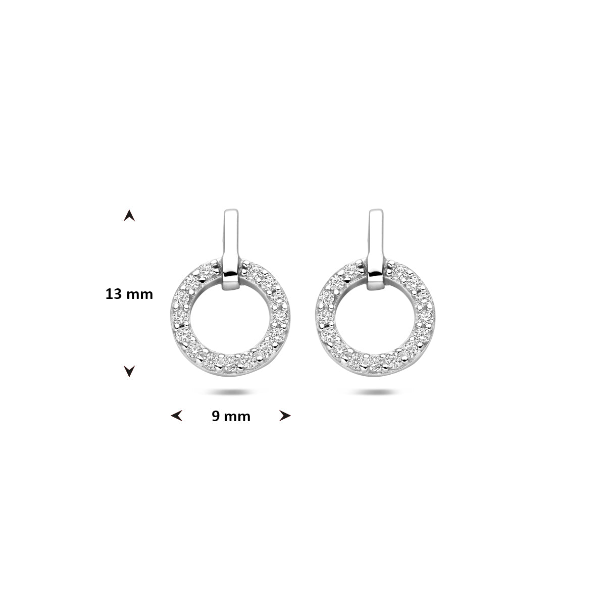 Zilveren oorknoppen zirkonia | 13x9mm