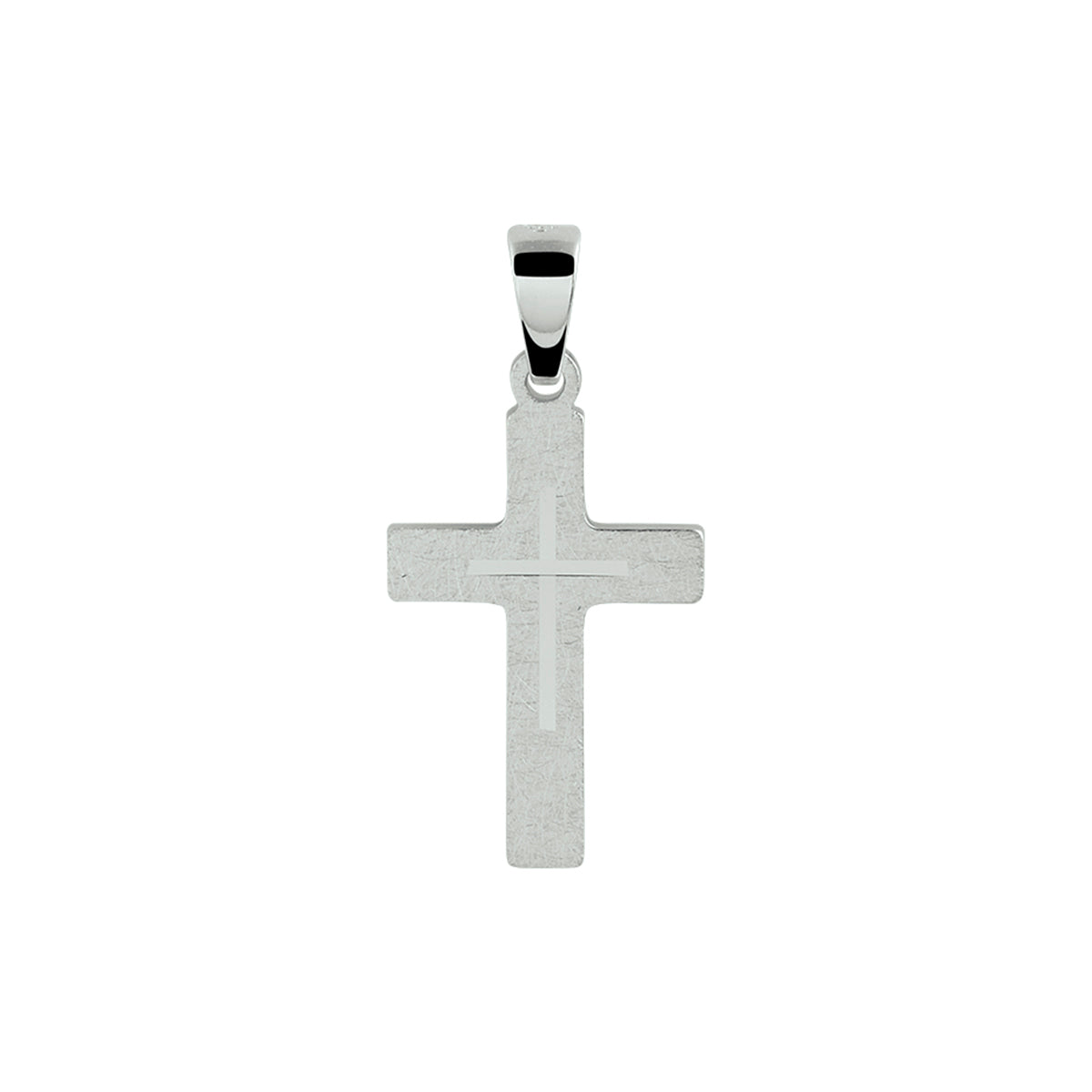 Zilveren hanger kruis gematteerd | 18,5x12mm