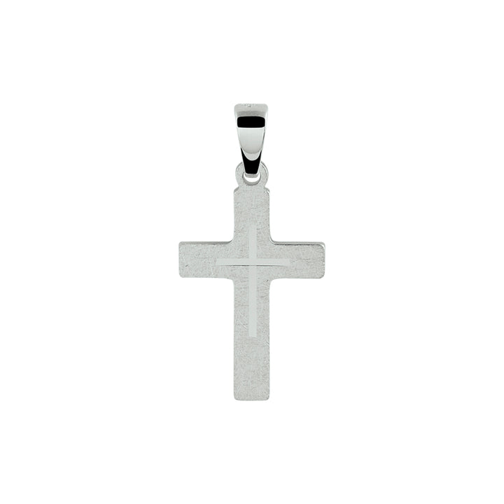 Zilveren hanger kruis gematteerd | 18,5x12mm