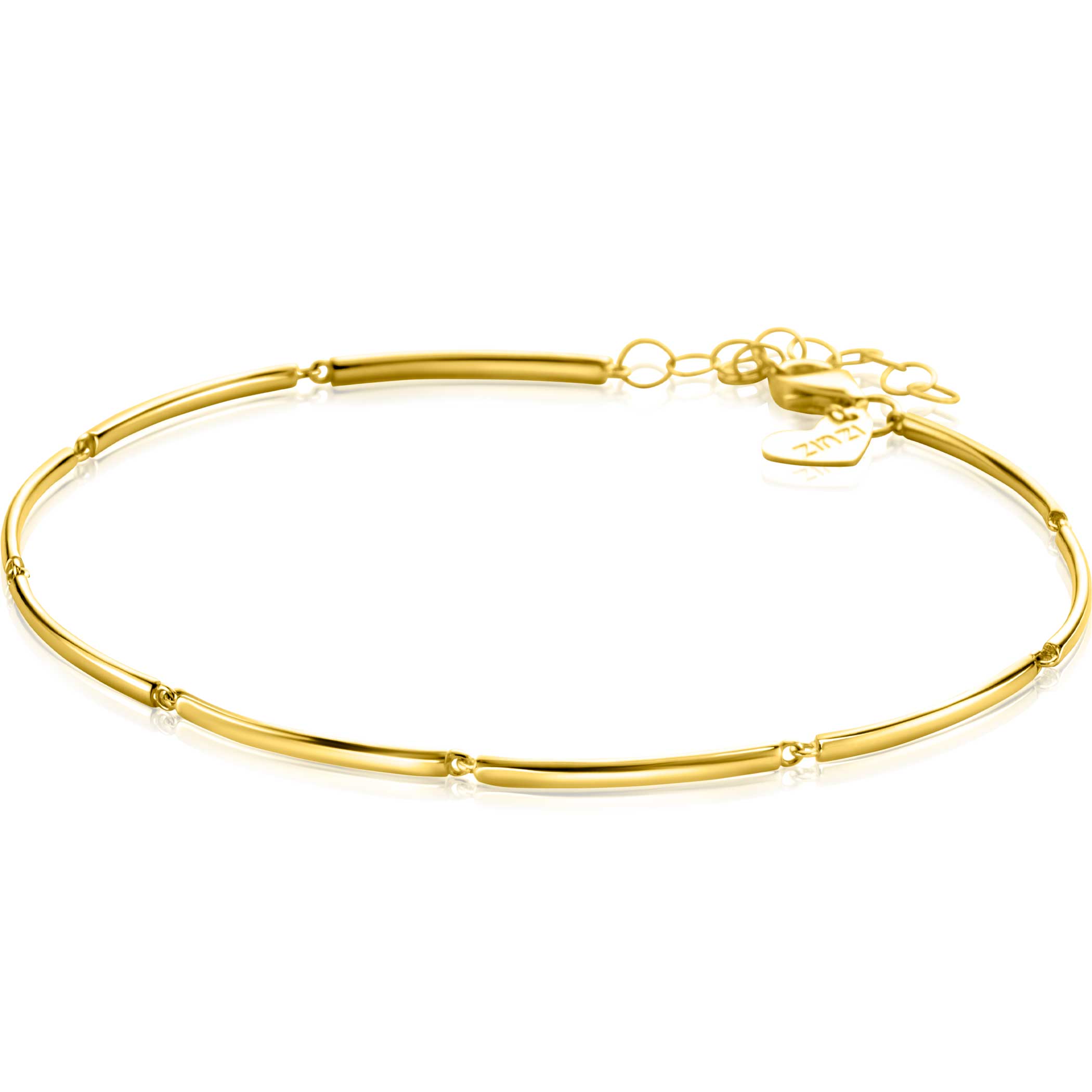 ZINZI Gold 14 krt gouden armband met langwerpige glanzende staafjes 1.6mm breed 16.5-19cm ZGA461
