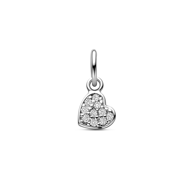 Zilveren hanger hart zirkonia | 12mm