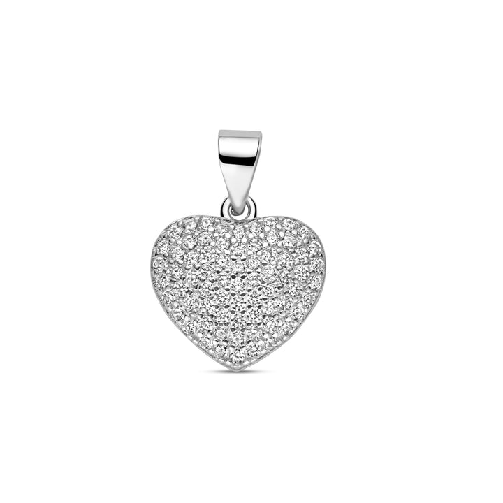 Zilveren hanger hartje zirkonia | 19mm