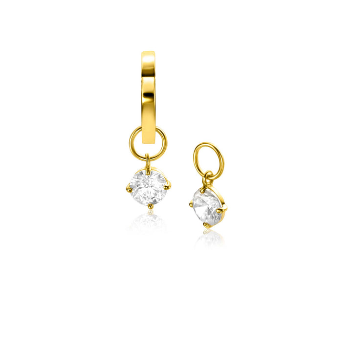 ZINZI Gold 14 krt gouden oorbedels bezet met witte zirconia 6mm in chatonzetting ZGCH423 (zonder oorRing)