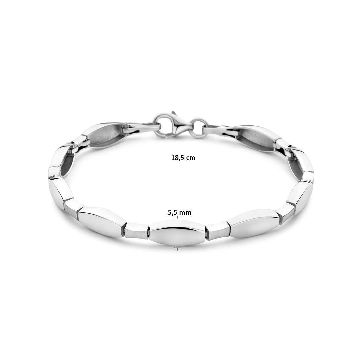 Zilveren armband gepolijst en mat 5,5mm | 18,5cm