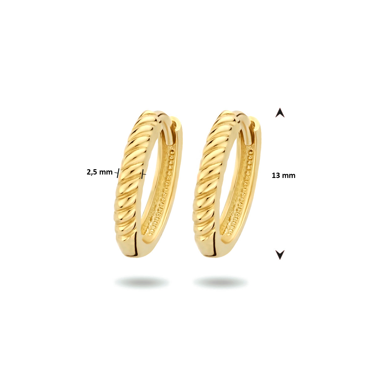 14krt geelgouden klapoorringen  | 2,5x13mm