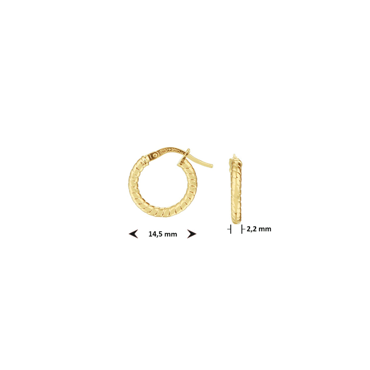 Silgold oorringen 2,2mm | 14,5mm