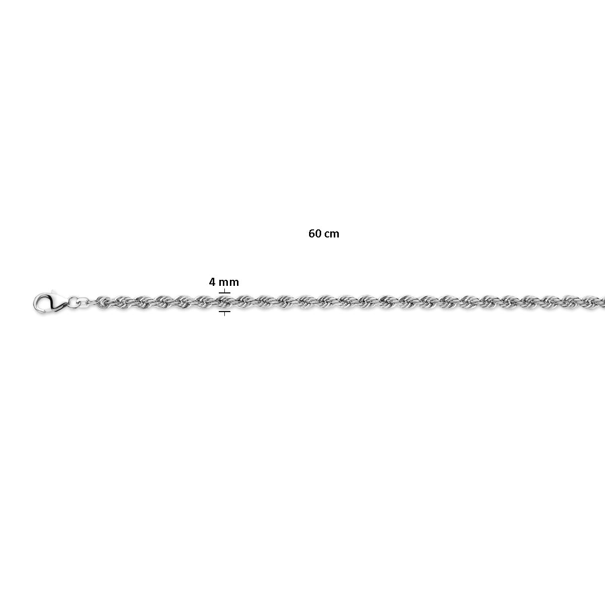 Zilveren collier koord massief 4mm | 60 cm