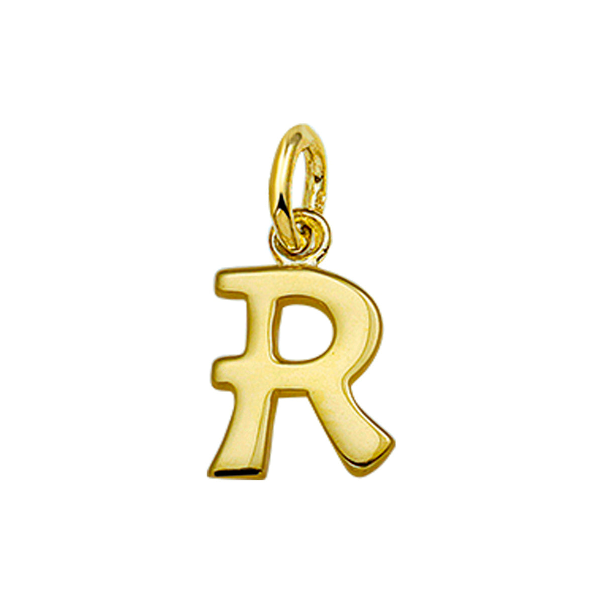 14krt geelgouden letter hanger R | 8x12,5mm