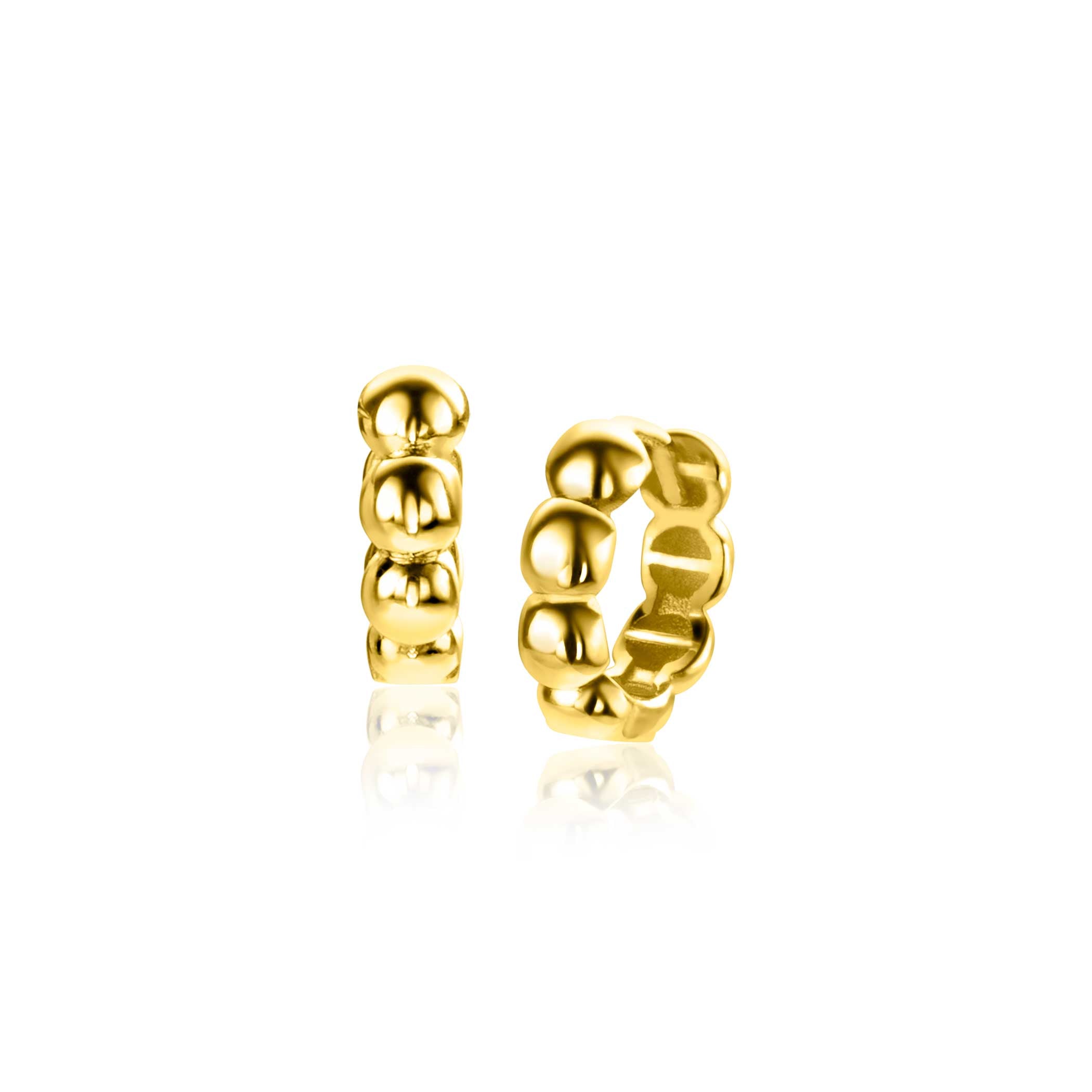 11mm ZINZI Gold 14 krt gouden oorRing met bolletjes design met luxe klapsluiting 11mm x 3.3mm buis ZGO431