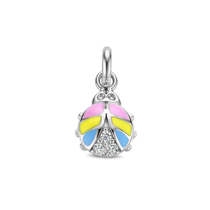 Zilveren hanger lieveheersbeestje zirkonia | 7,5x11mm