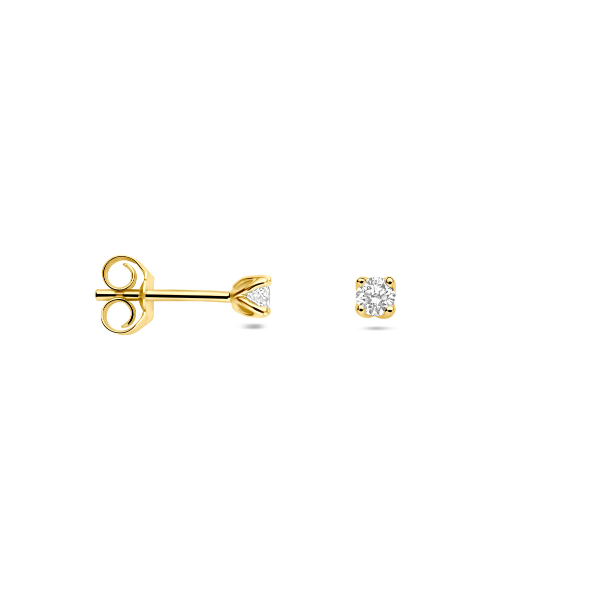 Facette - 14krt geelgouden oorstekers met LG diamant 0,20ct GHSI | 3,25mm