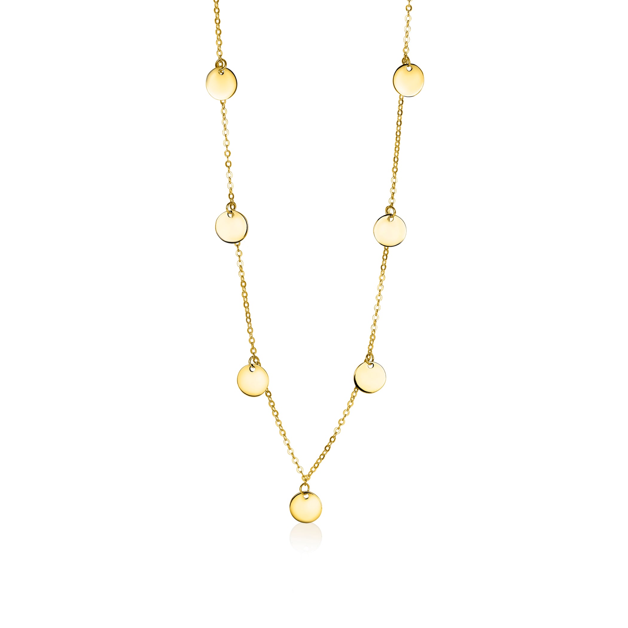 ZINZI Gold 14 karaat gouden collier met 7 rondjes 45cm ZGC167