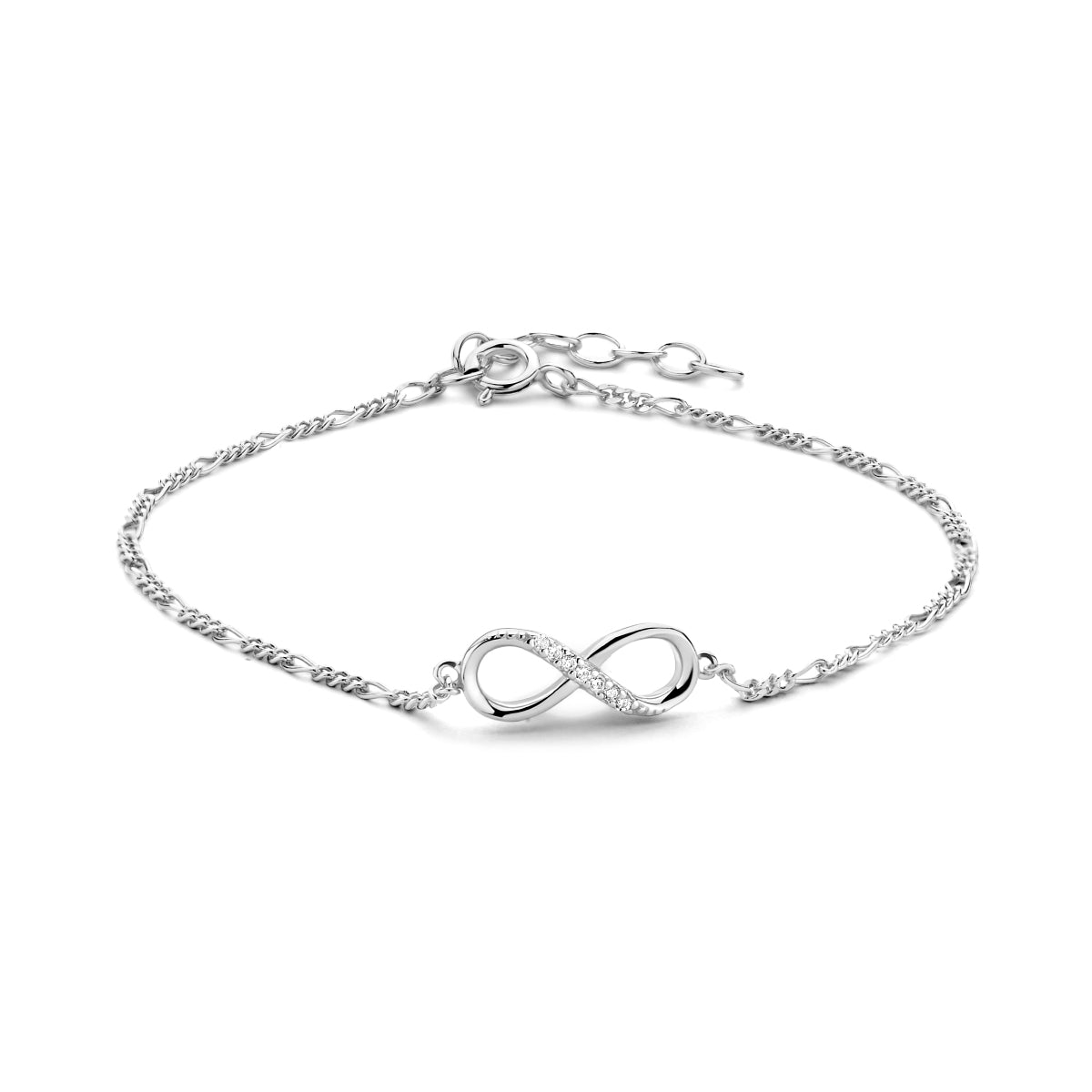 Zilveren armband infinity zirkonia | 15,5-18cm