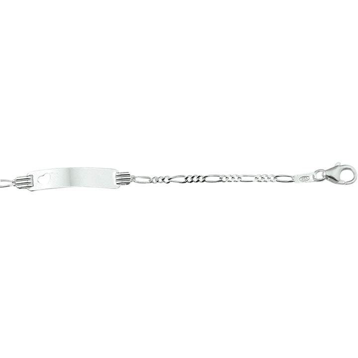 Zilveren graveerarmband hart figaro plaat 4,2mm | 11-13cm