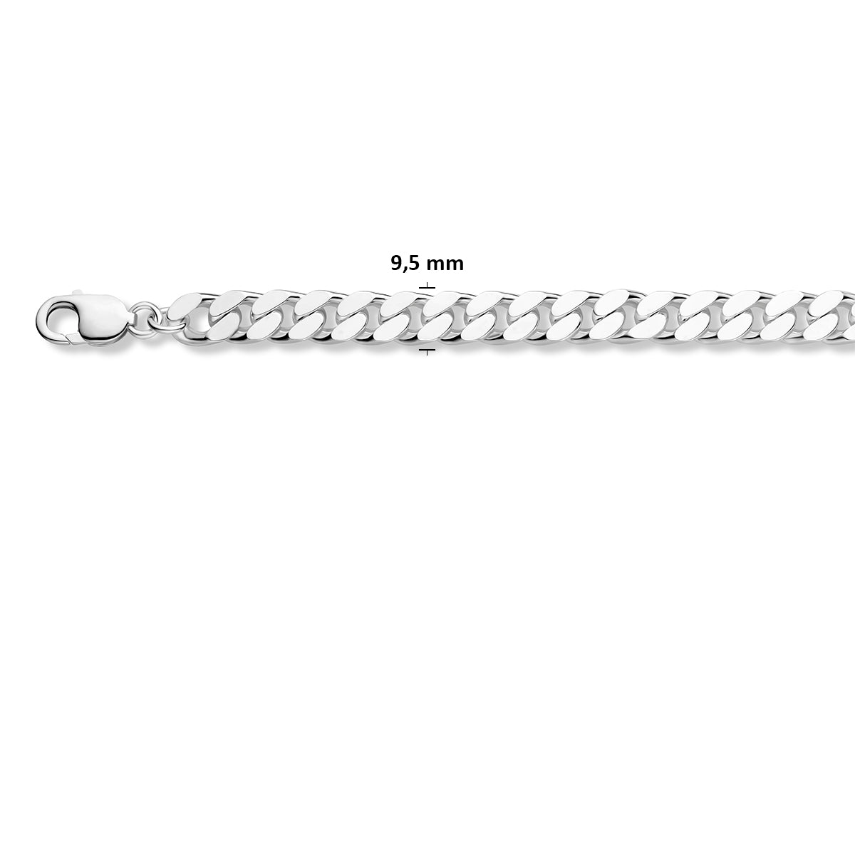 Zilveren lengtecollier - gourmette 4-zijdes geslepen 9.5mm
