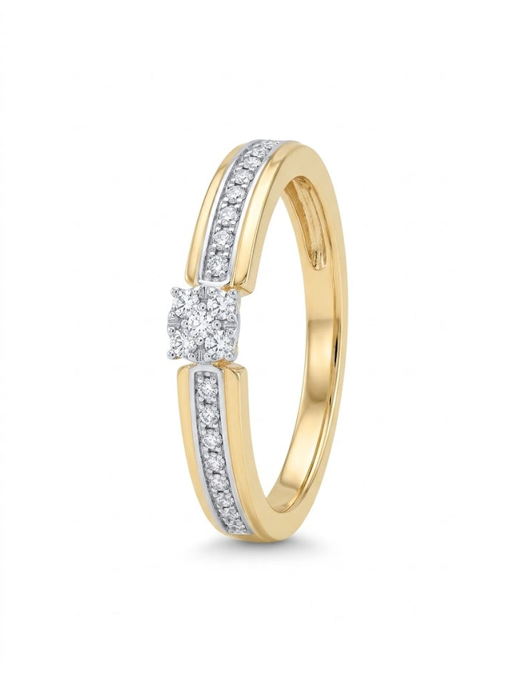 14krt geelgouden ring met briljant 27-0.10ct HSI