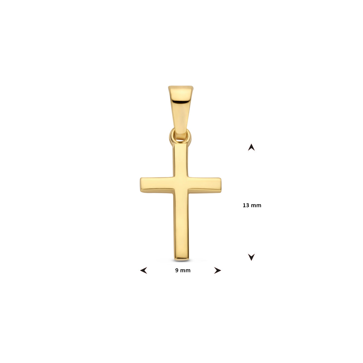 14krt geelgouden hanger kruis 13x9mm