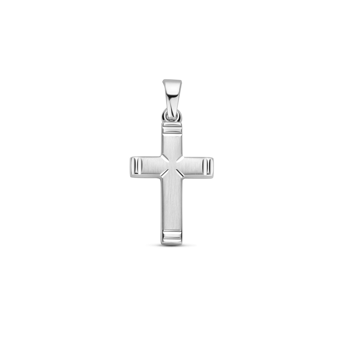 Zilveren hanger kruis gematteerd & gediamanteerd | 20x12mm