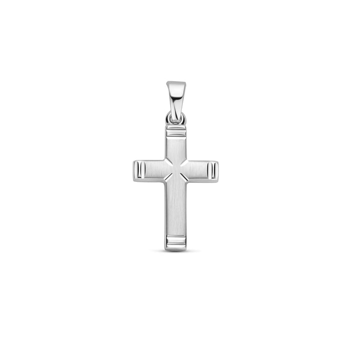 Zilveren hanger kruis gematteerd & gediamanteerd | 20x12mm
