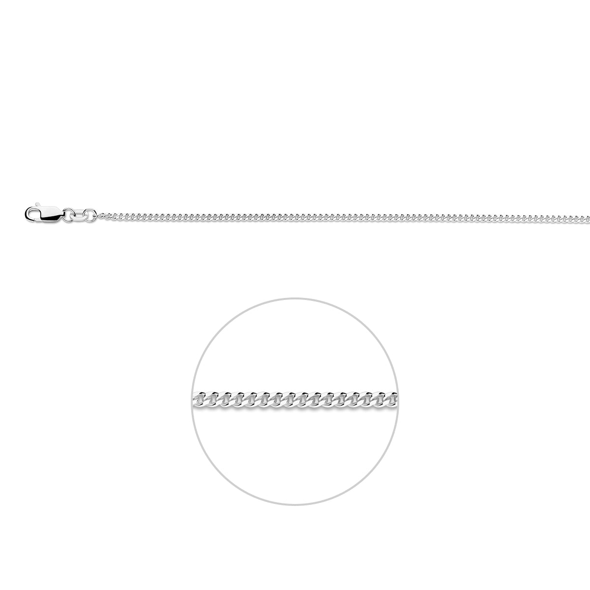 Zilveren lengtecollier - gourmette 1,9mm