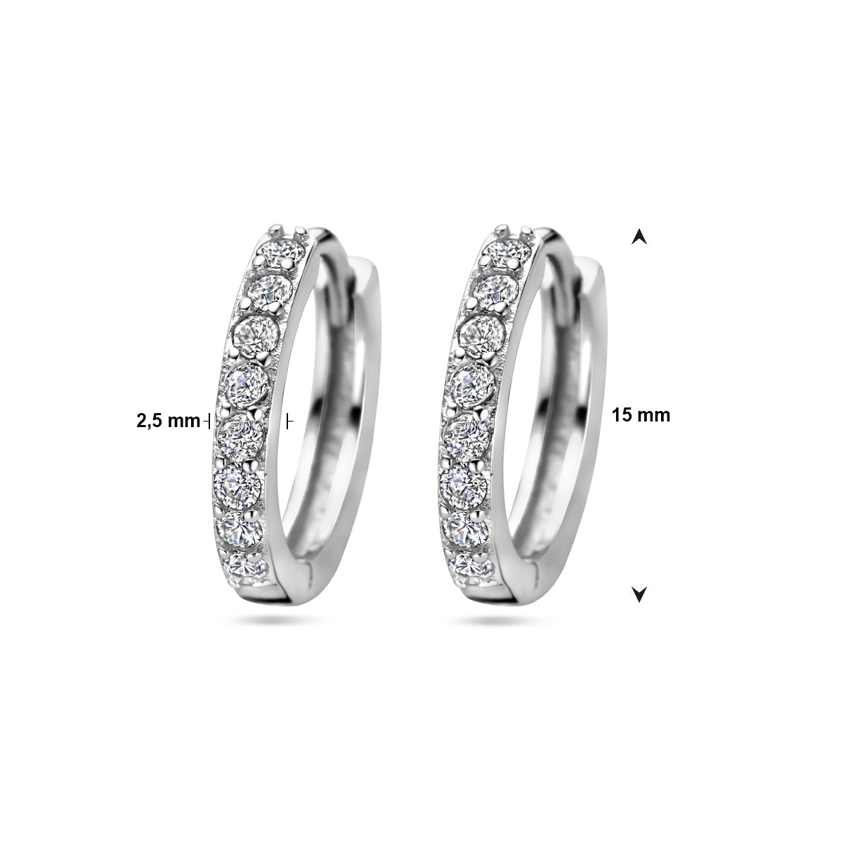 Zilveren klapoorringen zirkonia | 15x12,5mm