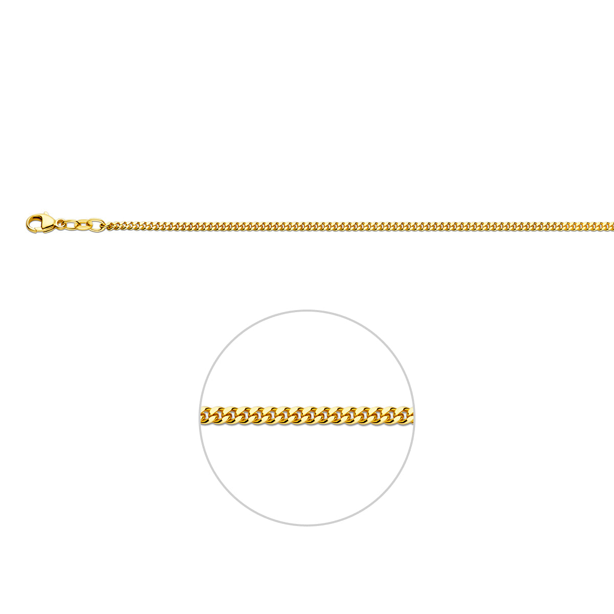 9krt geelgouden collier gourmette 2,1mm