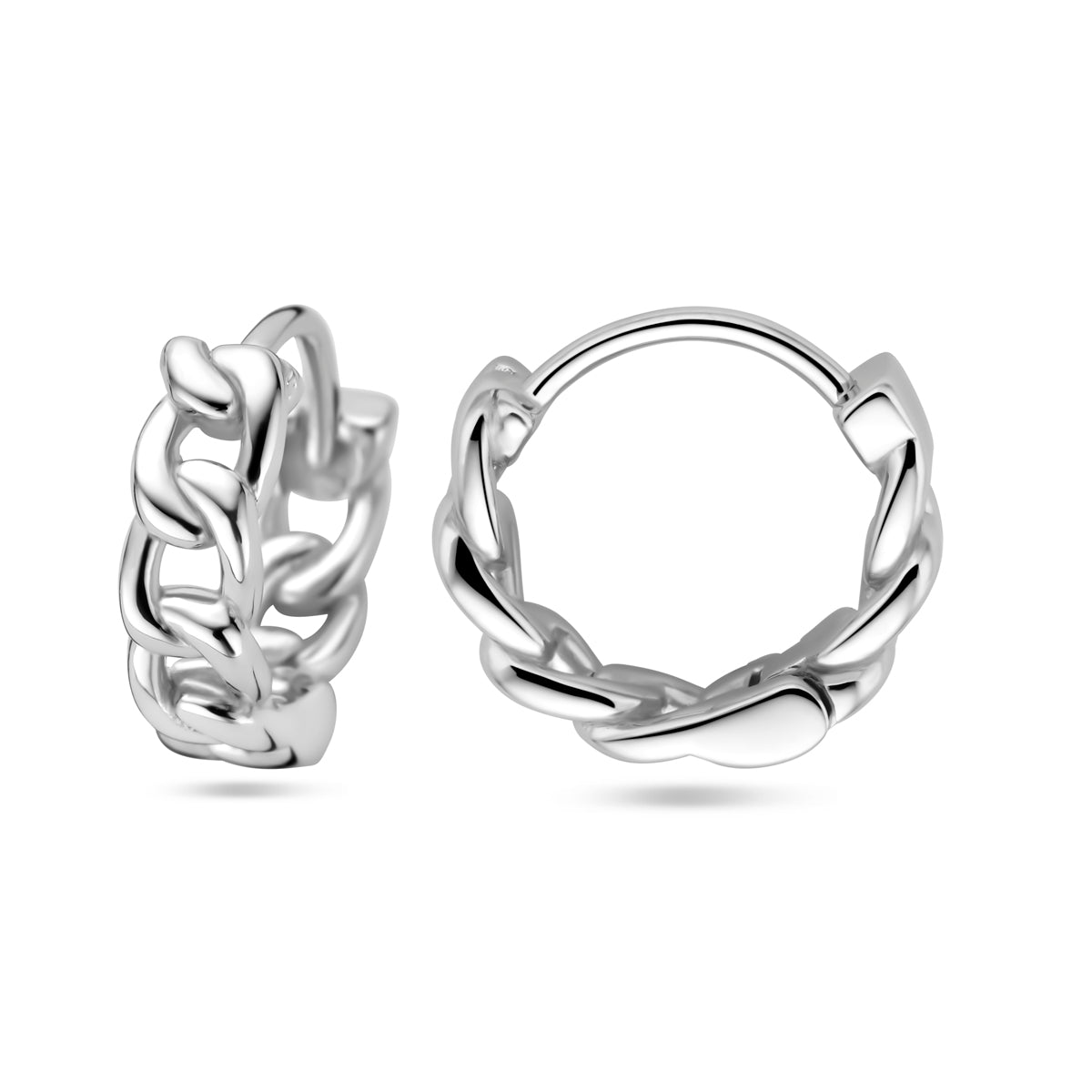 Zilveren klapoorringen schakelmotief | 10,5x3,5mm