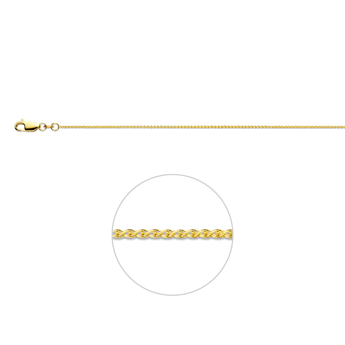 14krt geelgouden collier vossenstaart 1.0mm | 45cm