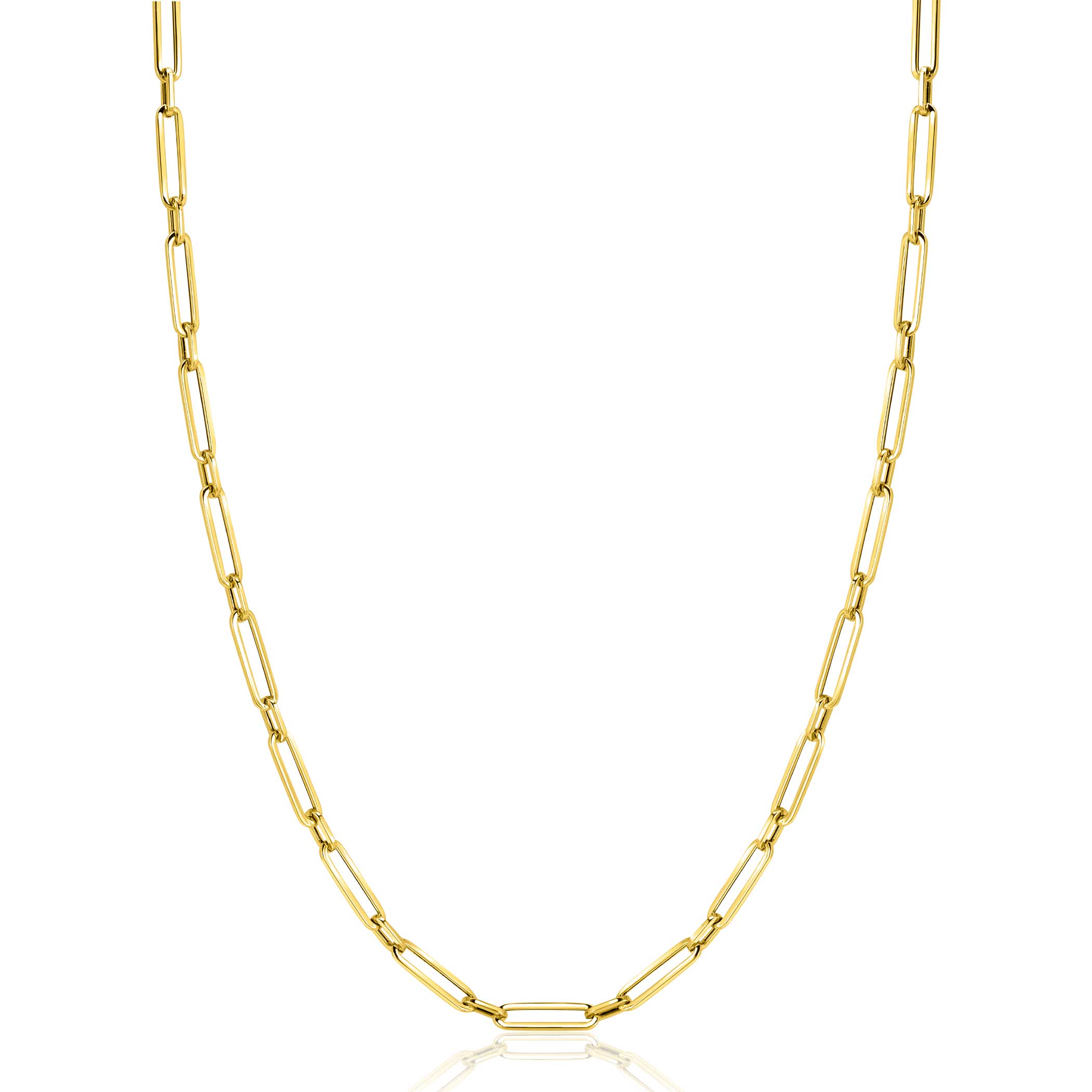 ZINZI Gold 14 krt gouden closed for ever schakelketting met tussenoog (3mm breed) 45cm ZGC470