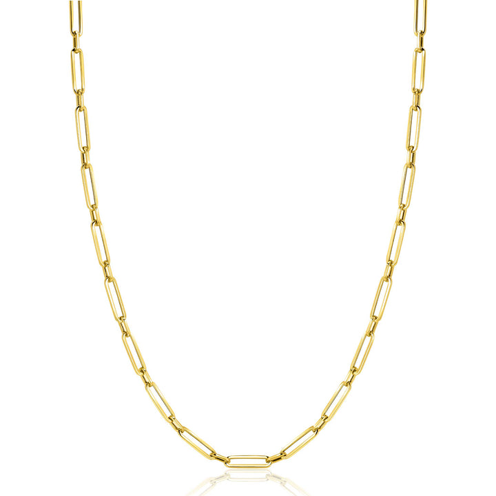 ZINZI Gold 14 krt gouden closed for ever schakelketting met tussenoog (3mm breed) 45cm ZGC470